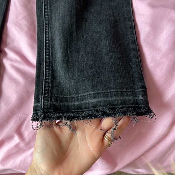 Paige Grey Black Cindy Raw Hem Straight Leg Jeans - Picture 4 of 5